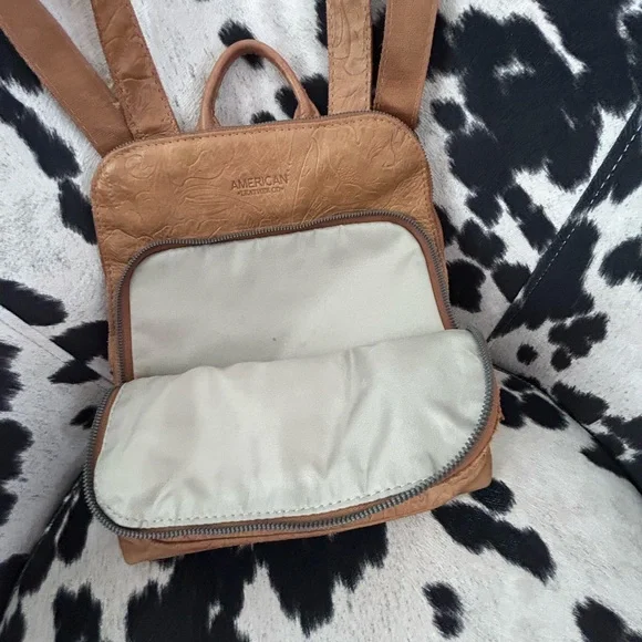 American Leather Embossed Backpack - Brown - Picture 2 of 5
